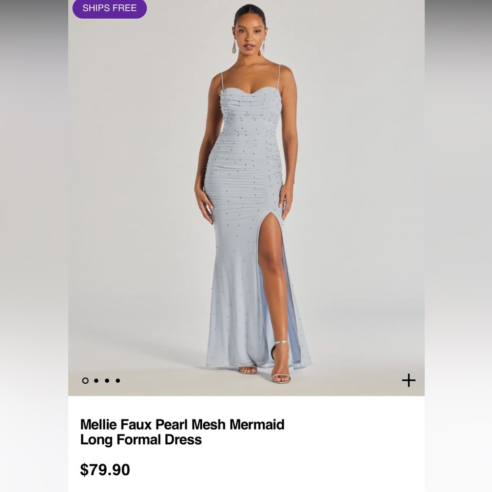 Mellie Faux Pearl Mesh Mermaid Long Formal Dress